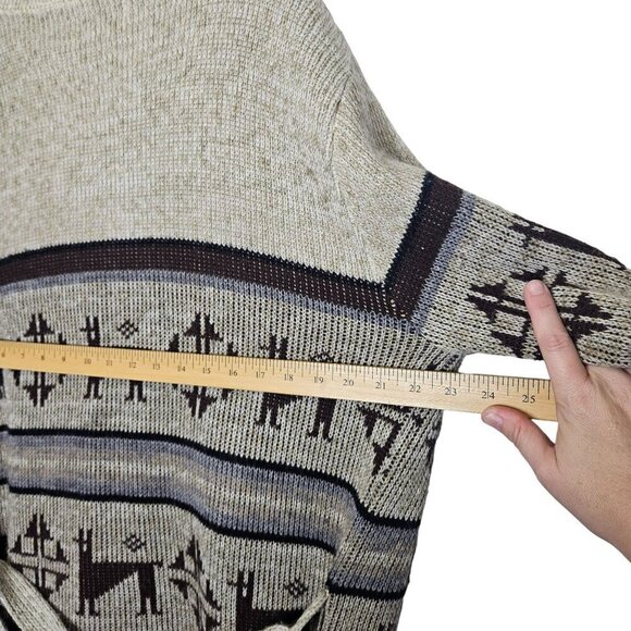 Dimension By Milford Vintage Southwest Alpaca Knit Belted Cardigan Sweater M - Picture 11 of 12